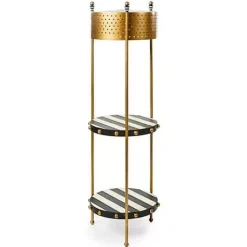 MacKenzie-Childs Flatiron Leather Stripe Shelf Floor Lamp< Lighting