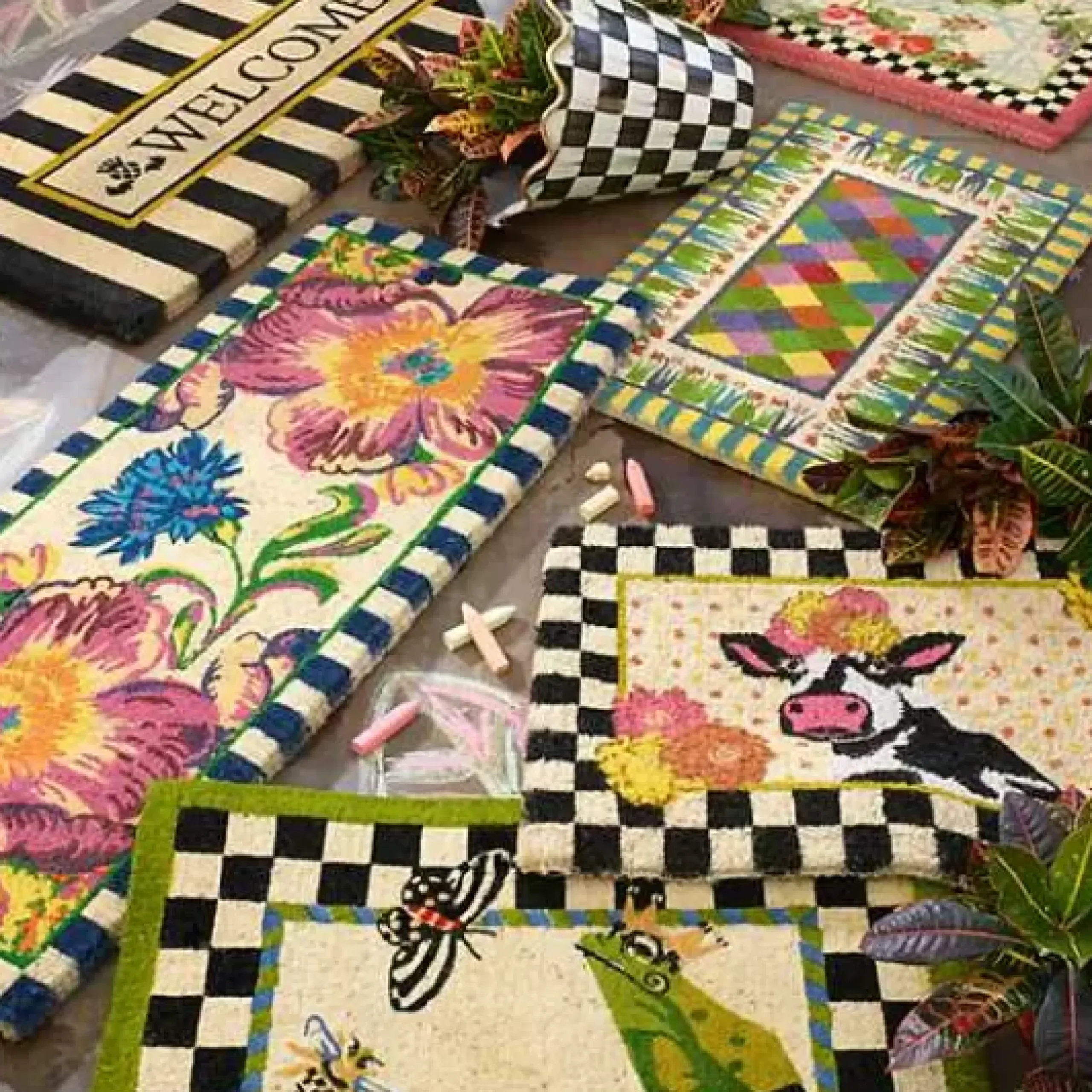 MacKenzie-Childs Flower Market Double Door Entrance Mat< Outdoor|Rugs