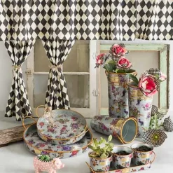 MacKenzie-Childs Flower Market Galvanized Serving Trays, Set of 2< Outdoor|Bar Entertaining
