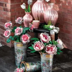 MacKenzie-Childs Flower Market Galvanized Flower Buckets, Set of 3< Spring|Outdoor