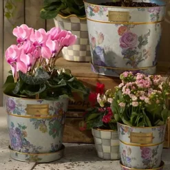 MacKenzie-Childs Flower Market Pots  Saucers, Set of 3< Spring|Greenery & Florals
