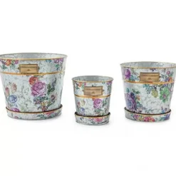MacKenzie-Childs Flower Market Pots  Saucers, Set of 3< Spring|Greenery & Florals