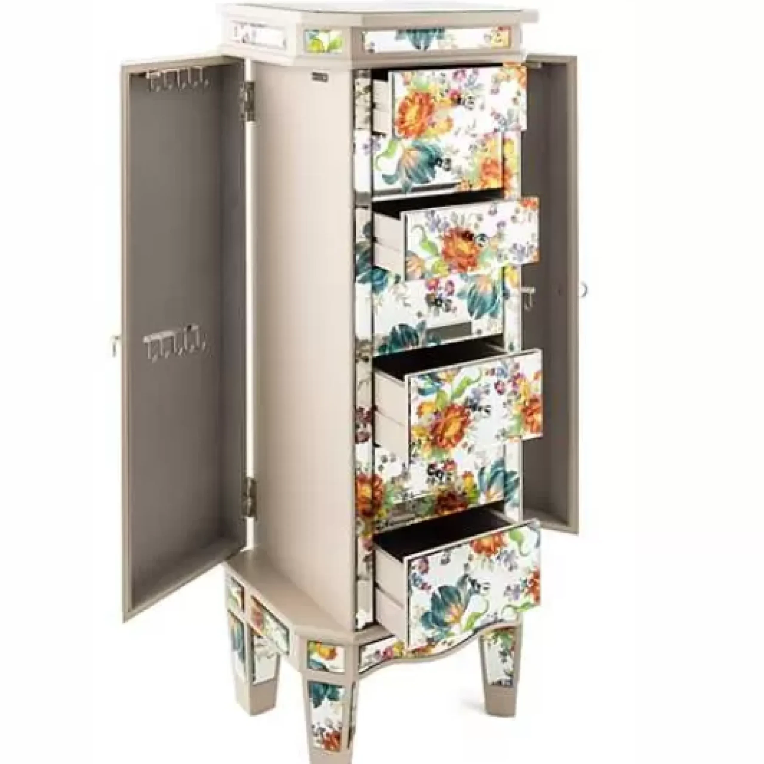 MacKenzie-Childs Flower Market Reflections Standing Jewelry Armoire< Storage Furniture|Room Accents