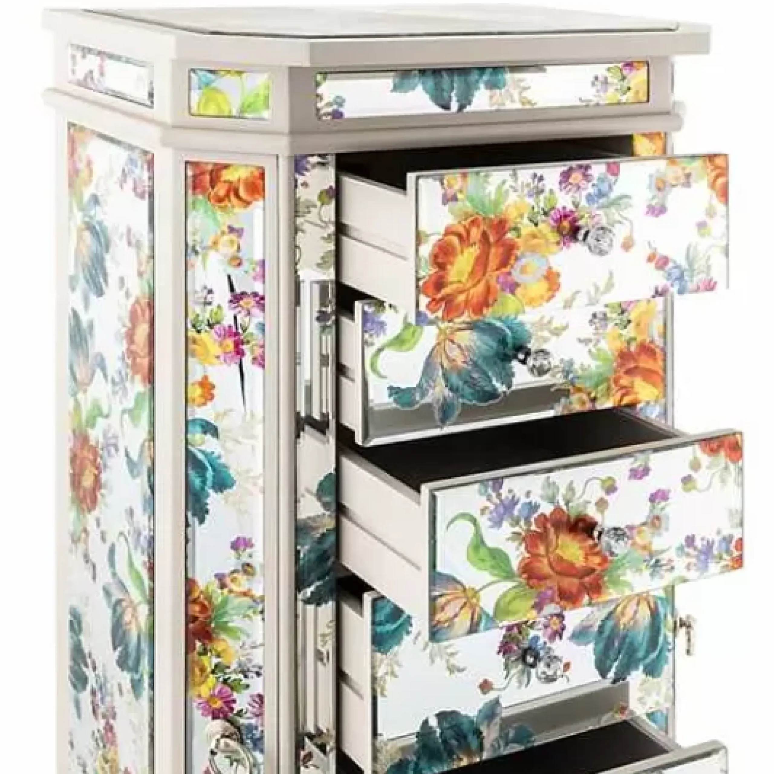 MacKenzie-Childs Flower Market Reflections Standing Jewelry Armoire< Storage Furniture|Room Accents