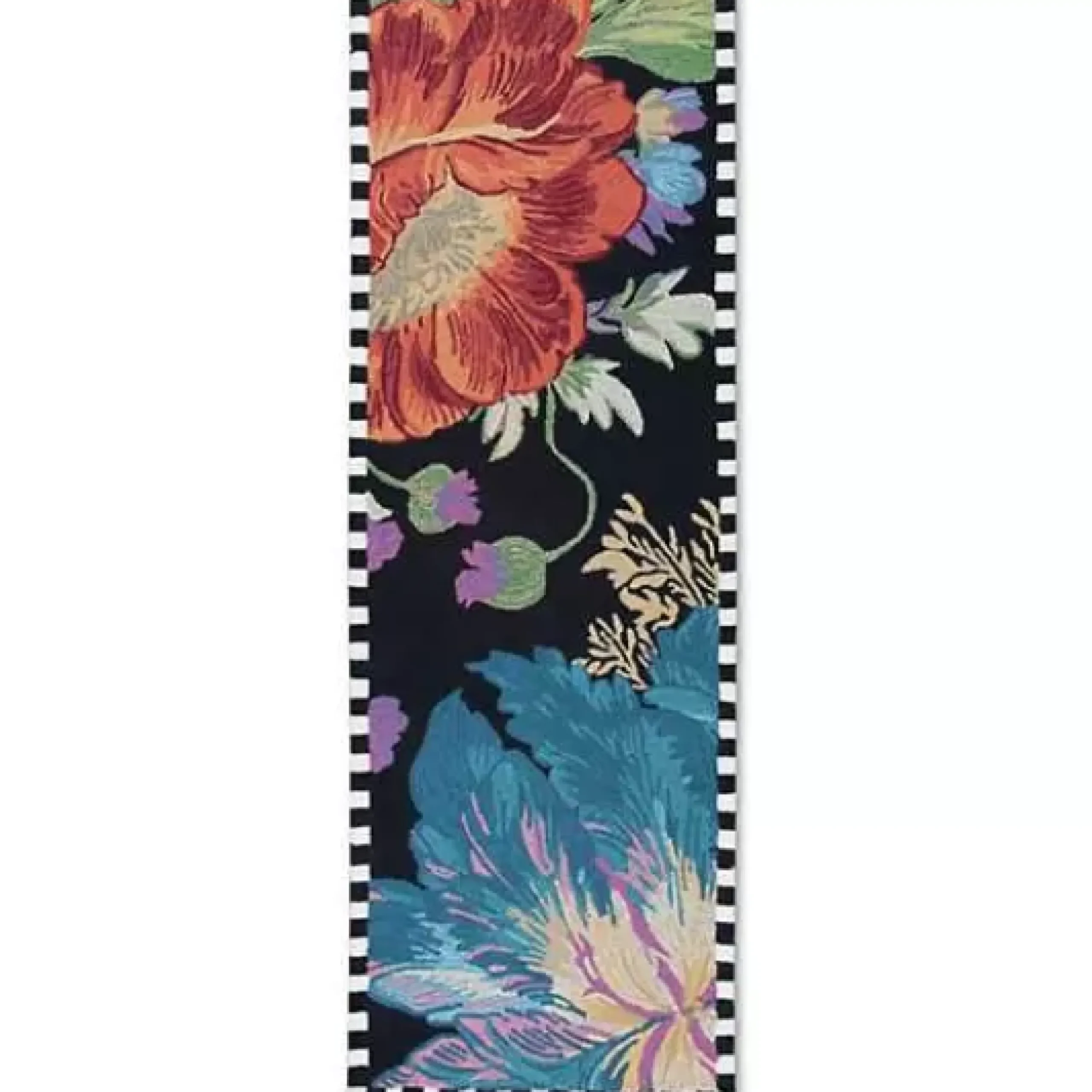 MacKenzie-Childs Flower Market Reflections Black 2'6 x 8' Runner< Rugs