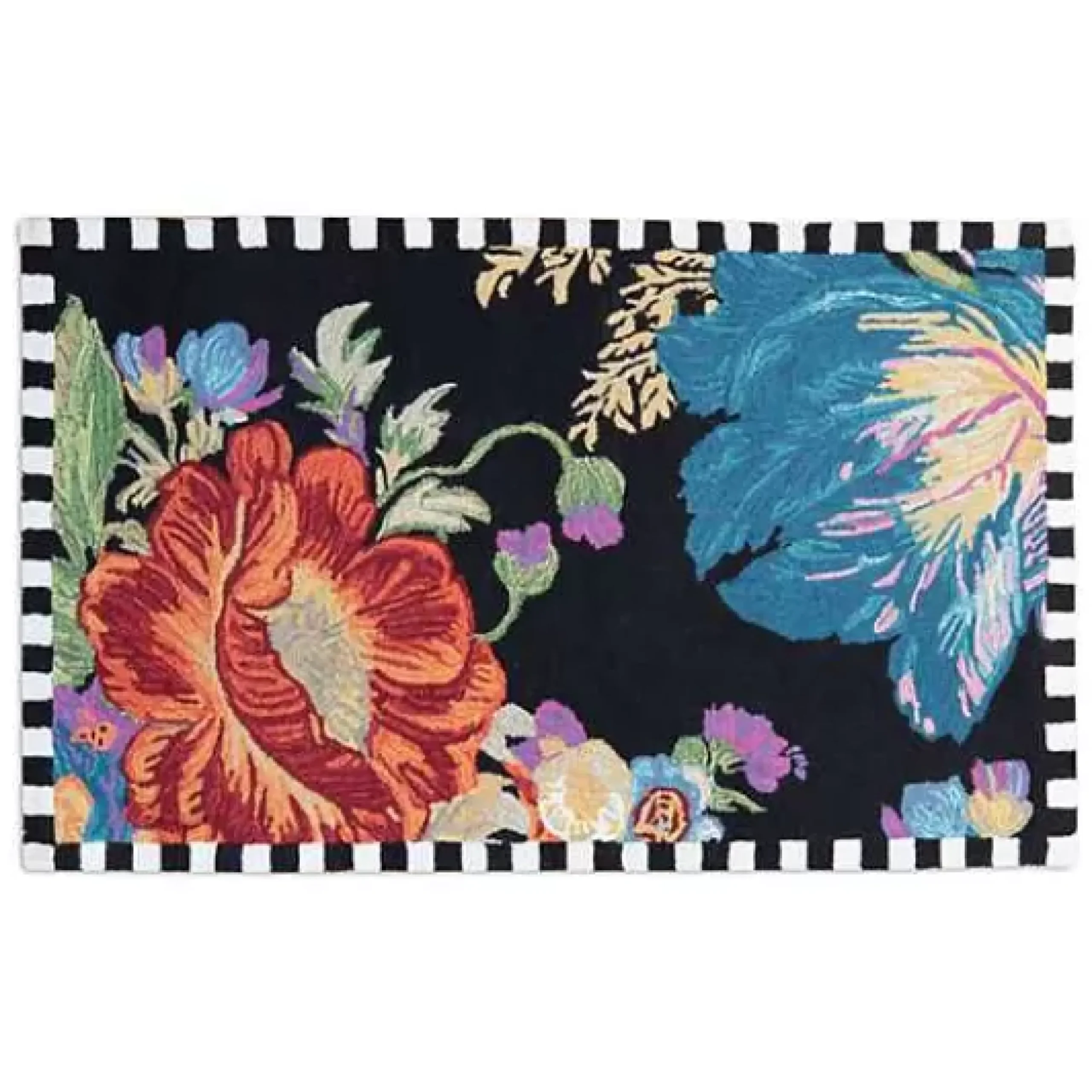 MacKenzie-Childs Flower Market Reflections Black 3' x 5' Rug< Rugs