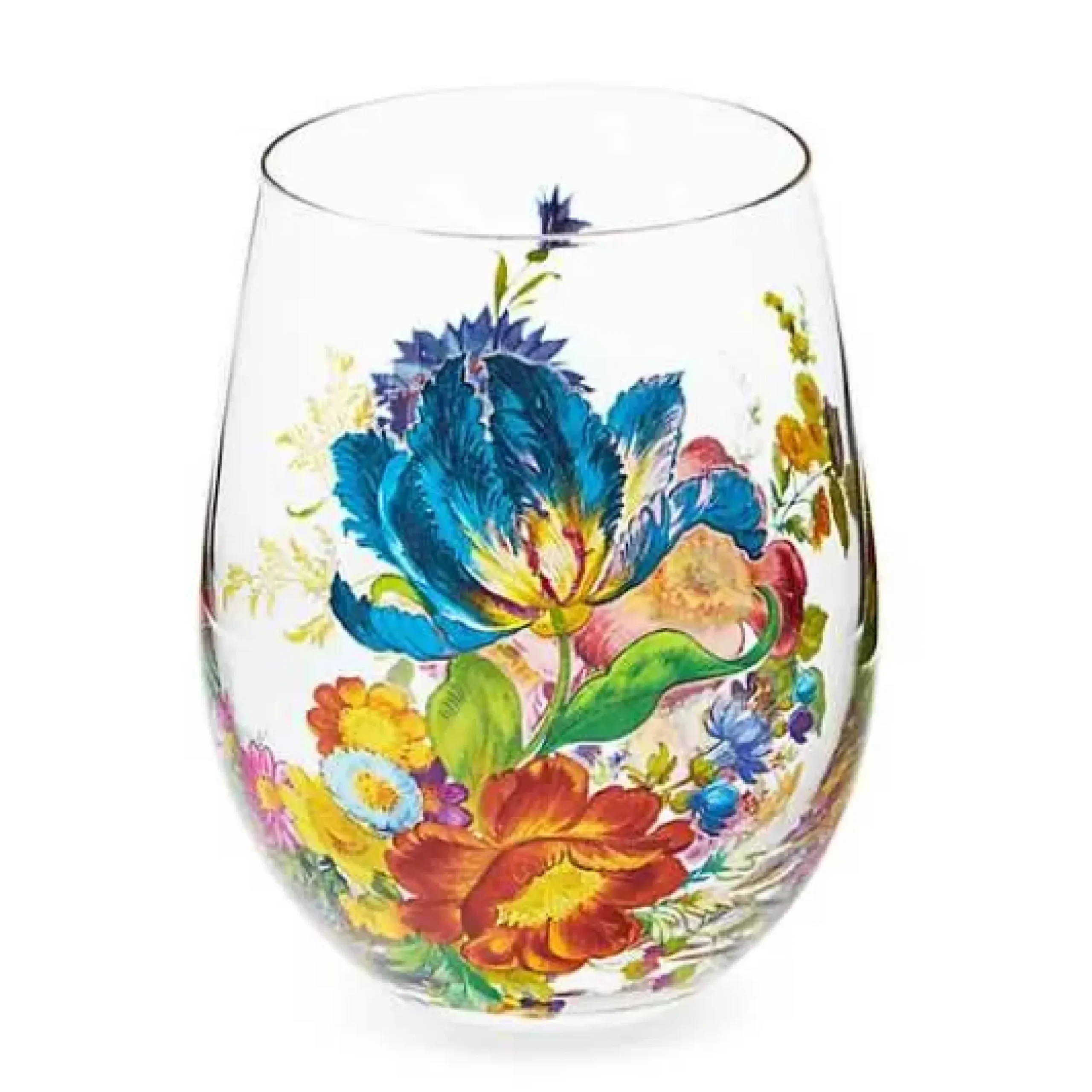 MacKenzie-Childs Flower Market Stemless Wine Glass, Set of 4< Drinkware