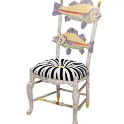 MacKenzie-Childs Freckle Fish Chair - Black  White Seat< Dining Room & Kitchen