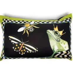 MacKenzie-Childs Frog and Bee Lumbar Pillow< Spring|Pillows, Throws, & Cushions
