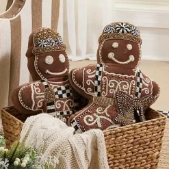 MacKenzie-Childs Gingerbread Boy Shaped Throw Pillow< Holiday|Pillows, Throws, & Cushions