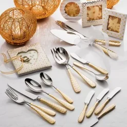 MacKenzie-Childs Gold Check Flatware 5-Piece Place Setting< Dinnerware & Flatware