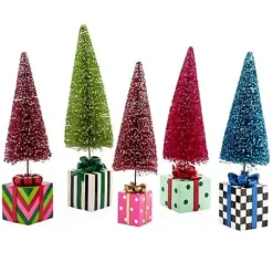MacKenzie-Childs Granny Kitsch Bottle Brush Gift Trees, Set of 5< Holiday|Decor Sets