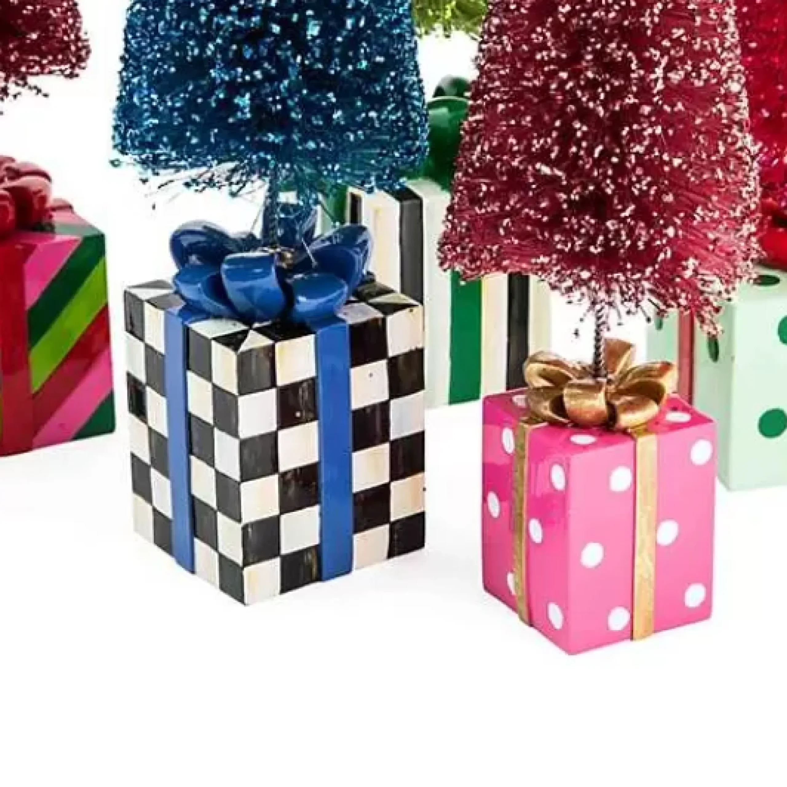 MacKenzie-Childs Granny Kitsch Bottle Brush Gift Trees, Set of 5< Holiday|Decor Sets