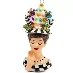 MacKenzie-Childs Granny Kitsch Lady Portrait Glass Ornament< Holiday
