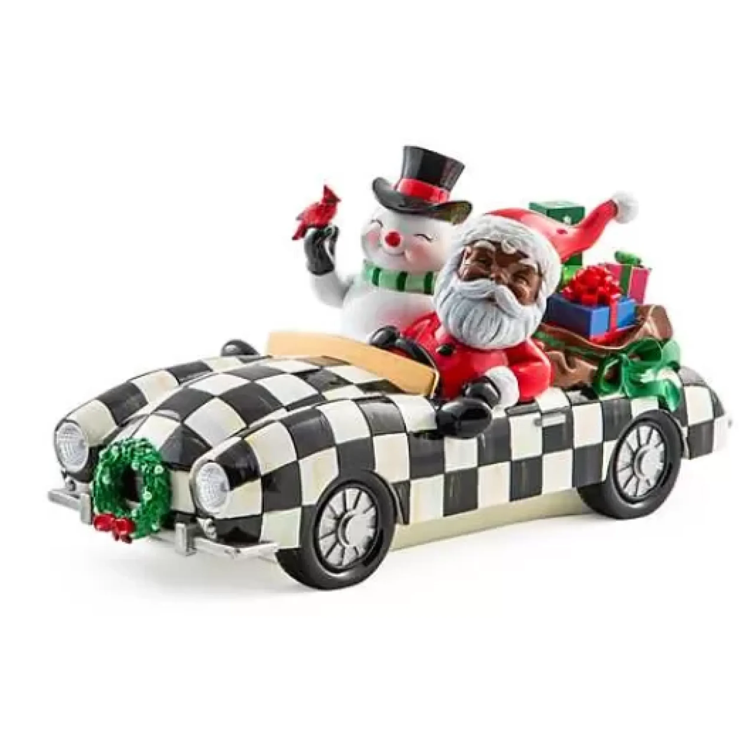 MacKenzie-Childs Granny Kitsch Special Delivery Black Santa In Car< Holiday|Room Accents