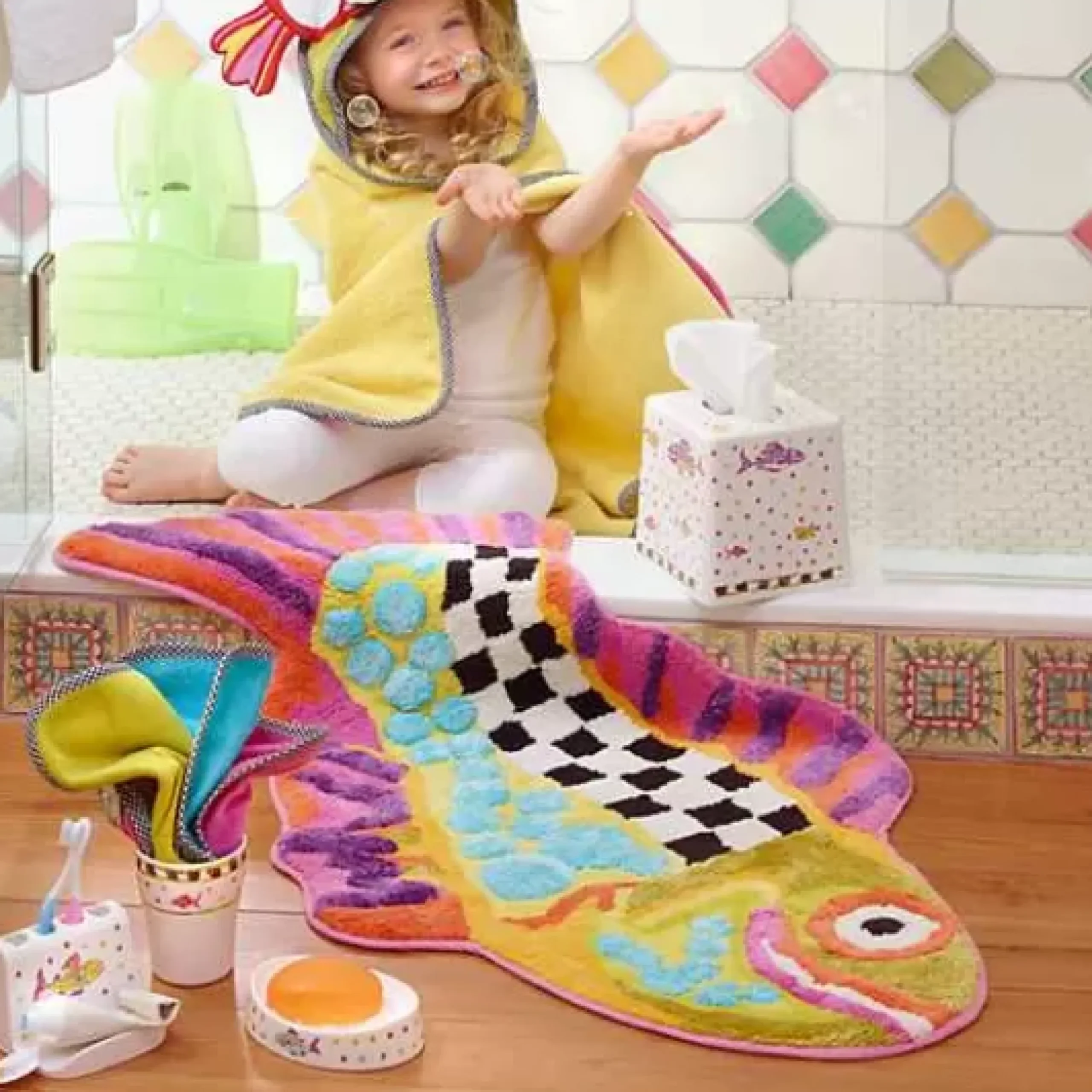 MacKenzie-Childs Happy Fish Bath Rug< Bath & Bath Accessories|Room Accents