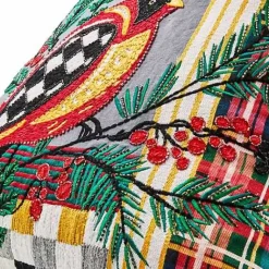 MacKenzie-Childs Holiday Cardinal Beaded Throw Pillow< Pillows, Throws, & Cushions
