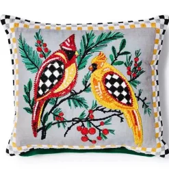 MacKenzie-Childs Holiday Cardinals 14 x 16 Beaded Pillow< Pillows, Throws, & Cushions