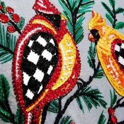 MacKenzie-Childs Holiday Cardinals 14 x 16 Beaded Pillow< Pillows, Throws, & Cushions