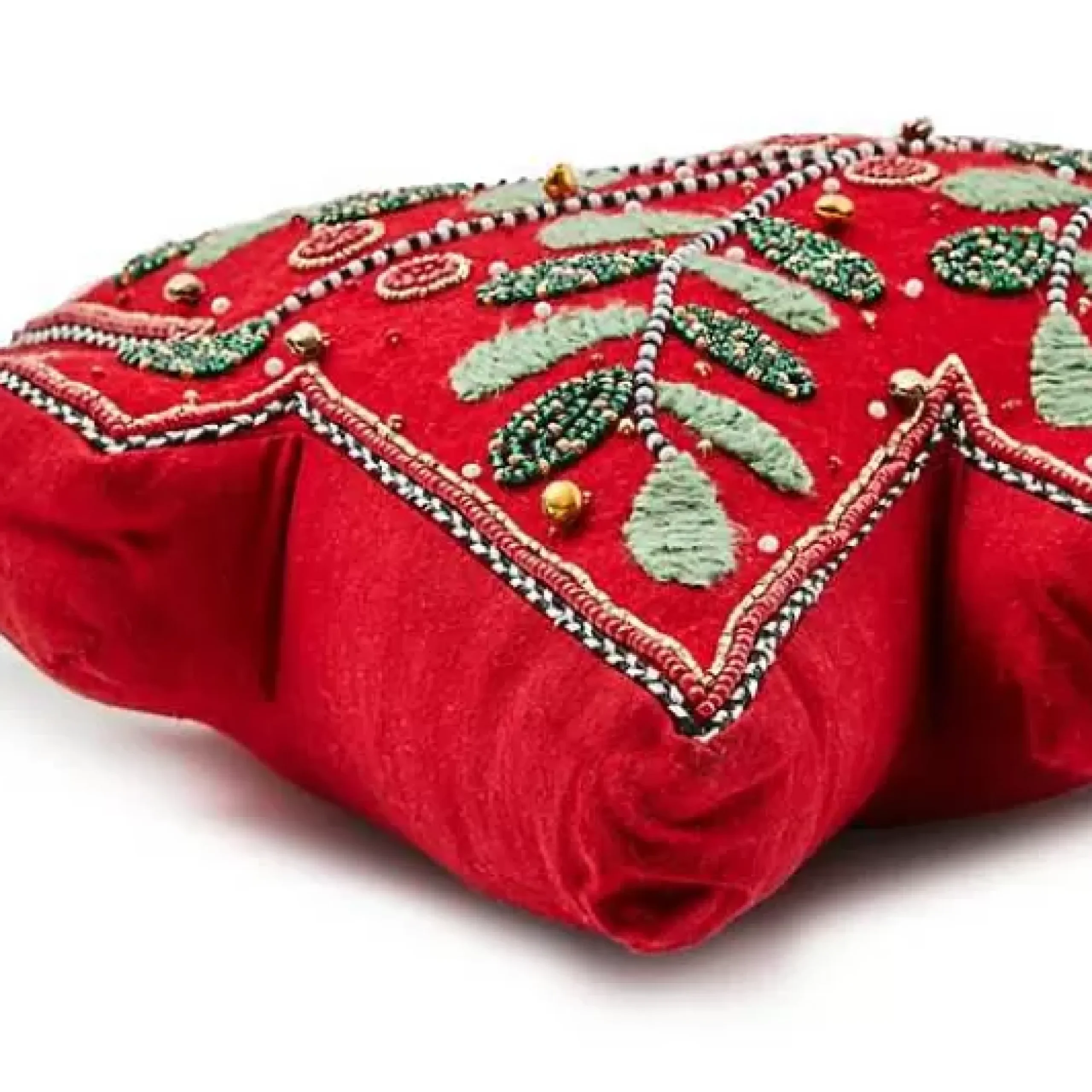 MacKenzie-Childs Holiday Red Tree Shaped Embroidered Throw Pillow< Pillows, Throws, & Cushions