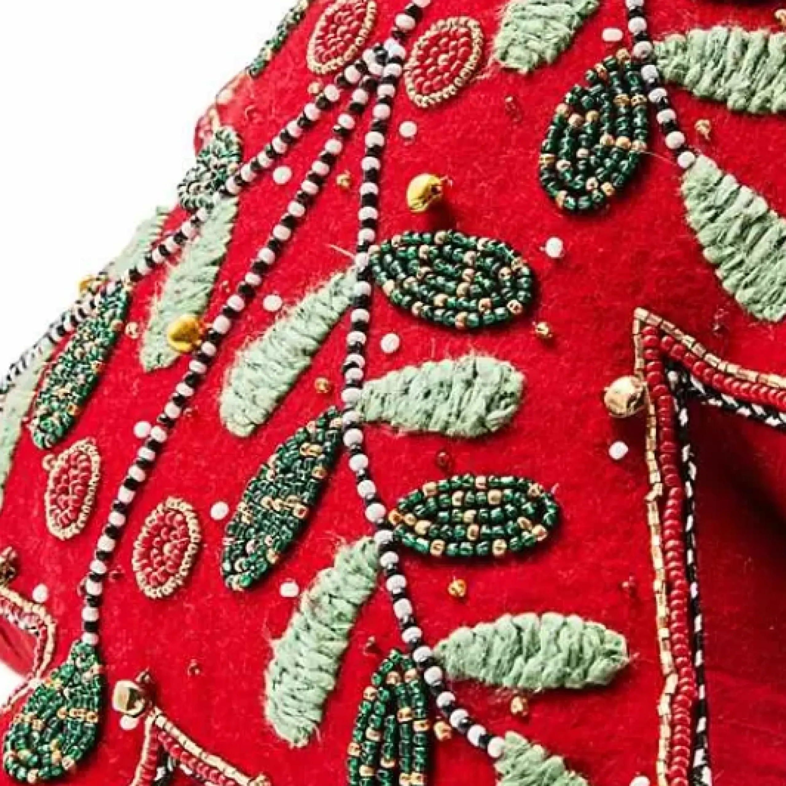 MacKenzie-Childs Holiday Red Tree Shaped Embroidered Throw Pillow< Pillows, Throws, & Cushions