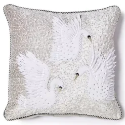 MacKenzie-Childs Holiday Swan Throw Pillow< Pillows, Throws, & Cushions