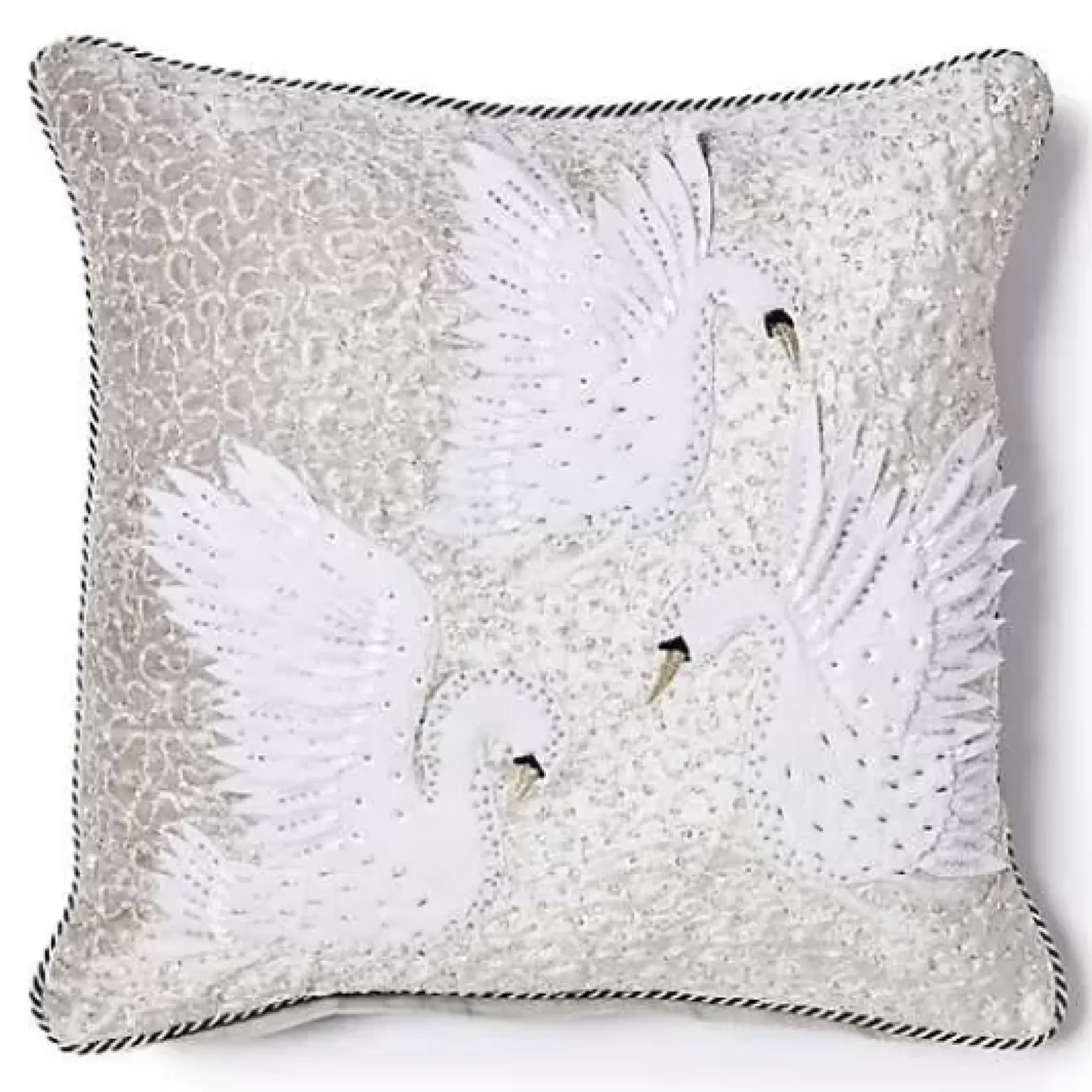 MacKenzie-Childs Holiday Swan Throw Pillow< Pillows, Throws, & Cushions