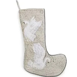 MacKenzie-Childs Holiday Swan Velvet Stocking< Holiday|Room Accents