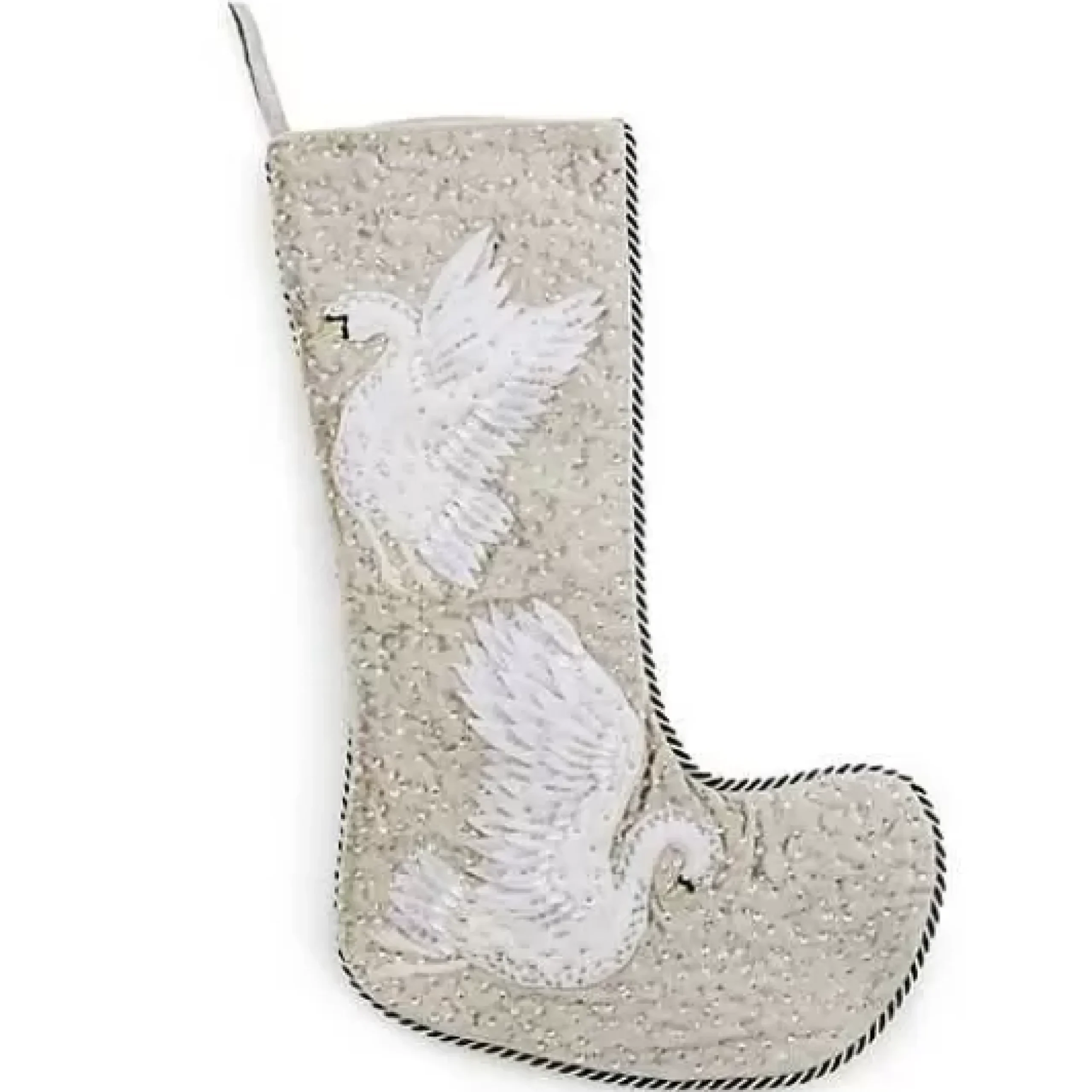 MacKenzie-Childs Holiday Swan Velvet Stocking< Holiday|Room Accents