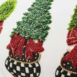 MacKenzie-Childs Holiday Topiary Beaded Lumbar Pillow< Pillows, Throws, & Cushions