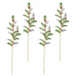 MacKenzie-Childs Holly Beaded Spray Stem, Set of 4< Holiday|Greenery & Florals