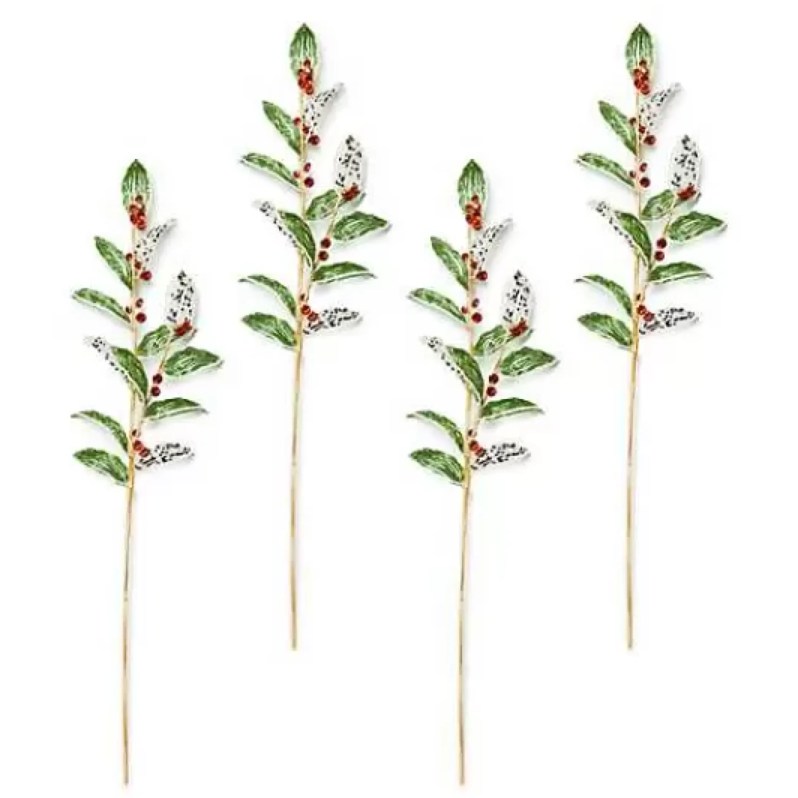 MacKenzie-Childs Holly Beaded Spray Stem, Set of 4< Holiday|Greenery & Florals