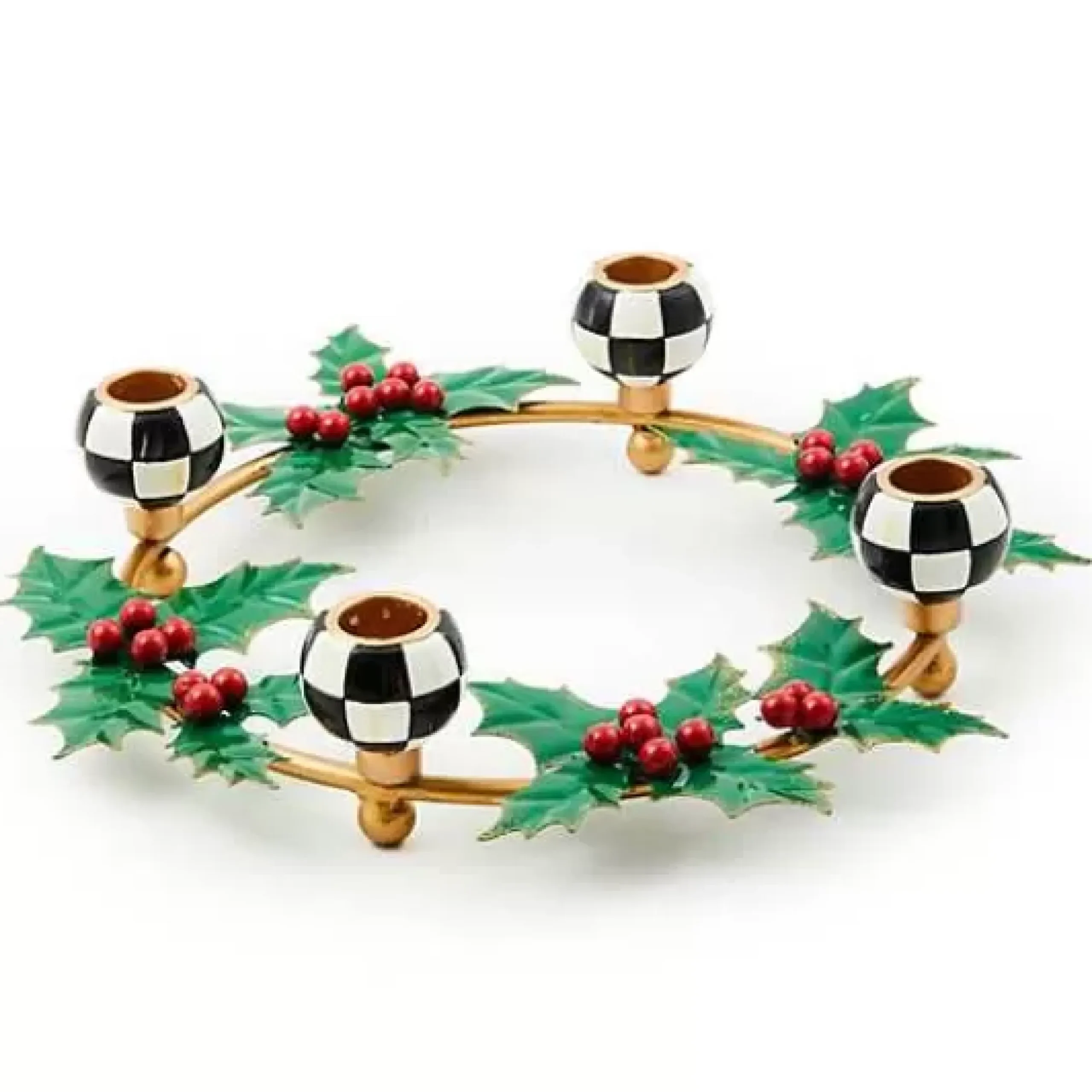 MacKenzie-Childs Holly Leaf Metal Ring Candle Holder< Candles & Fragrances|Table Accessories