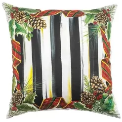 MacKenzie-Childs Holly Stripe Throw Pillow< Holiday|Pillows, Throws, & Cushions