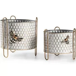 MacKenzie-Childs Honeycomb Large Tin Planter< Spring|Greenery & Florals