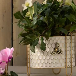 MacKenzie-Childs Honeycomb Small Tin Planter< Spring|Greenery & Florals