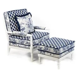 MacKenzie-Childs Indigo Villa Outdoor Ottoman< Outdoor|Spring