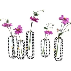 MacKenzie-Childs Interlocking Black  White Bud Vases, Set of 5< Room Accents
