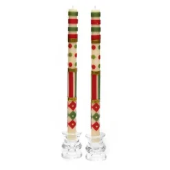 MacKenzie-Childs Jester Dinner Candles - Red, Green,  Gold - Set of 2< Holiday|Candles & Fragrances