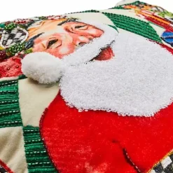 MacKenzie-Childs Jolly Holiday Santa with Packages Beaded Lumbar Pillow< Pillows, Throws, & Cushions