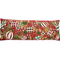 MacKenzie-Childs Jolly Ornaments Lumbar Pillow< Holiday|Pillows, Throws, & Cushions