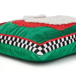 MacKenzie-Childs Joyful Black Santa Throw Pillow< Pillows, Throws, & Cushions