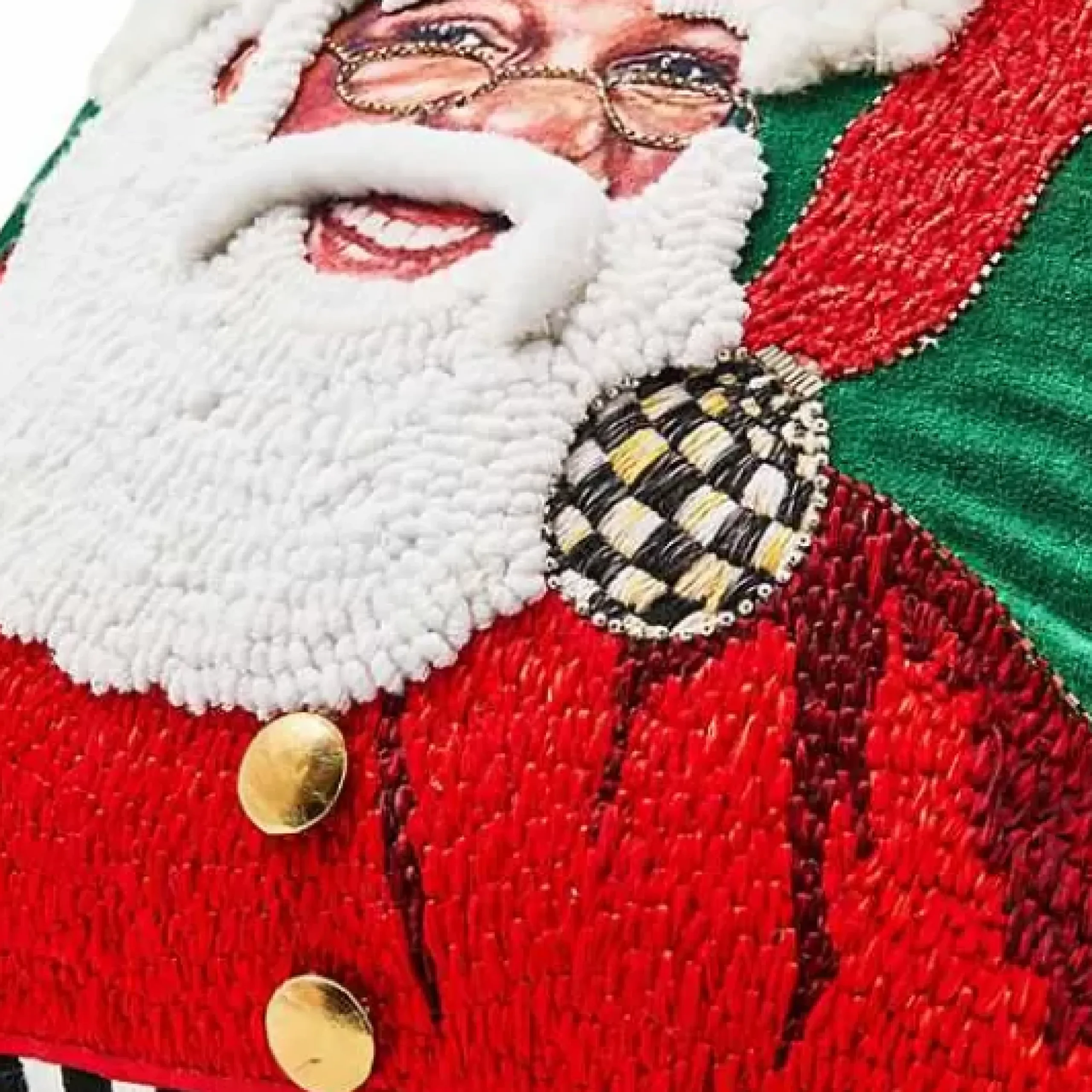 MacKenzie-Childs Joyful Black Santa Throw Pillow< Pillows, Throws, & Cushions