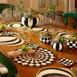 MacKenzie-Childs Kaleidoscope Black  Ivory Beaded Placemat< Table Accessories|Kitchen & Table Linens