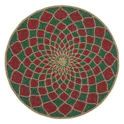 MacKenzie-Childs Kaleidoscope Red  Green Beaded Placemat< Holiday|Table Accessories