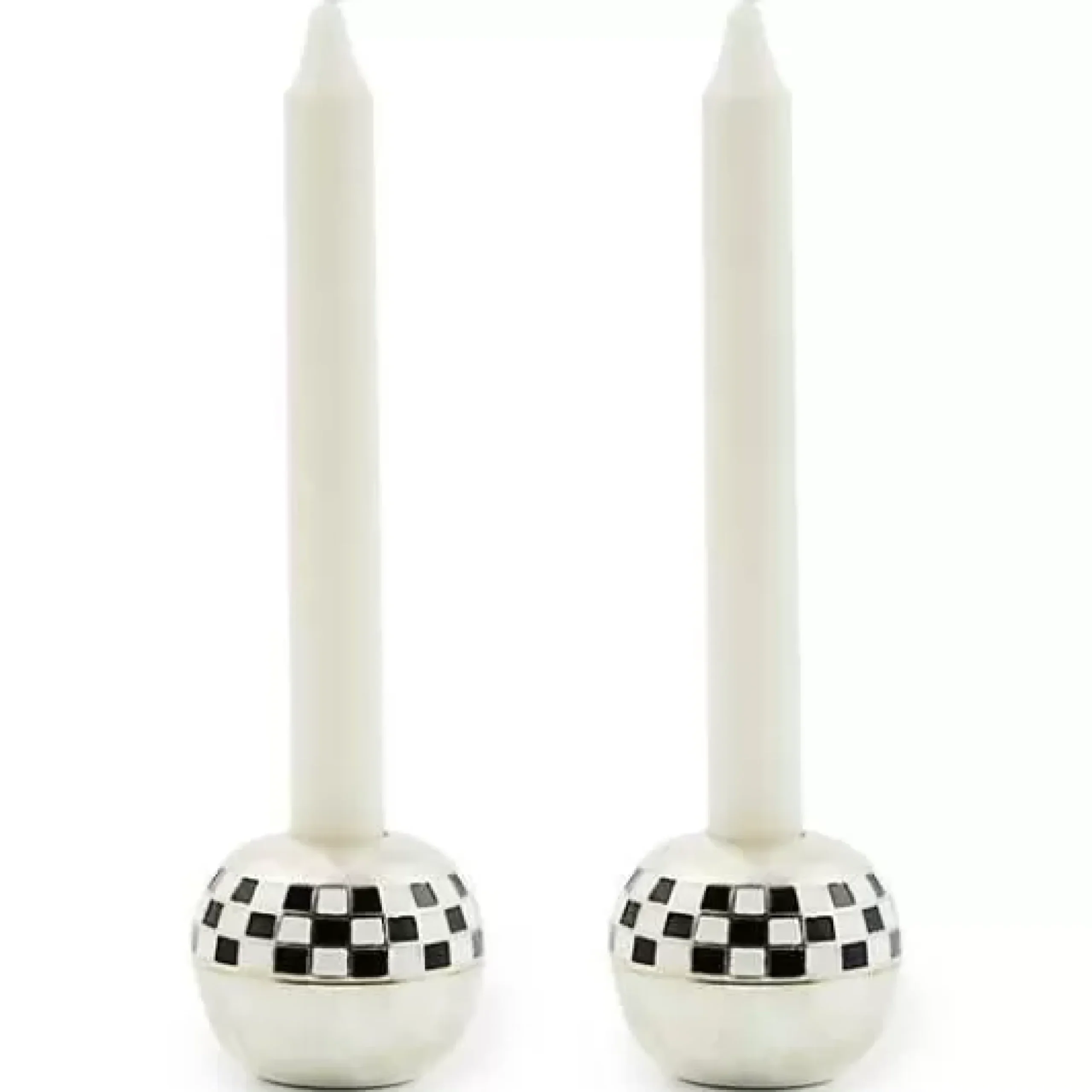MacKenzie-Childs Large Sphere Check Candle Holders, Set of 2< Candles & Fragrances|Room Accents