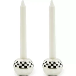 MacKenzie-Childs Large Sphere Check Candle Holders, Set of 2< Candles & Fragrances|Room Accents