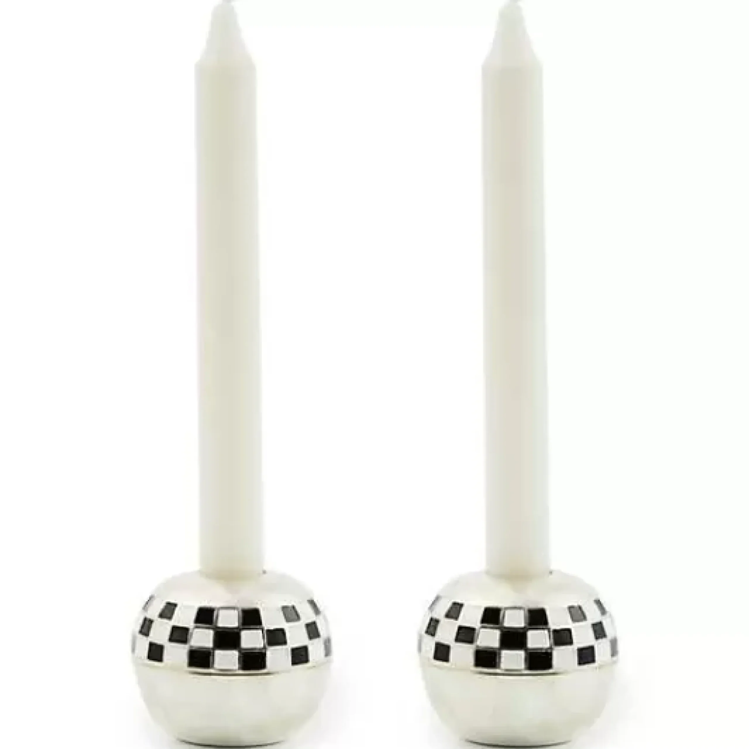 MacKenzie-Childs Large Sphere Check Candle Holders, Set of 2< Candles & Fragrances|Room Accents