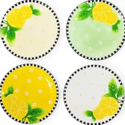 MacKenzie-Childs Lemon Dessert Plates, Set of 4< Spring|Dinnerware & Flatware