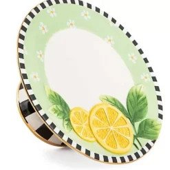 MacKenzie-Childs Lemon Small Pedestal Platter< Spring|Serveware